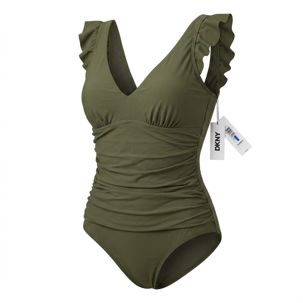 NWT DKNY size XL One Piece Swimsuit Womens Olive Green
